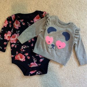 Baby gap sweater and floral onesie